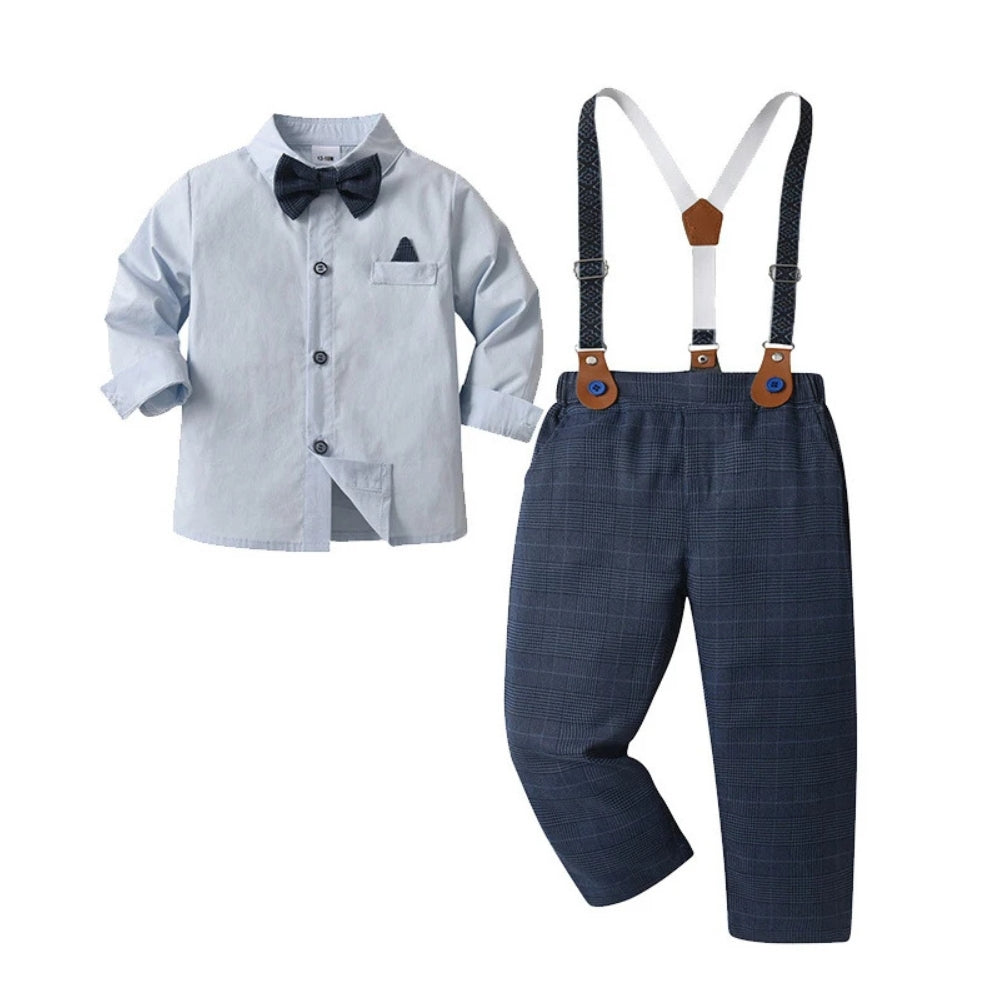 Chic Jongenspak 3-delig – Blauw Overhemd, Gilet en Broek met Strikje 6