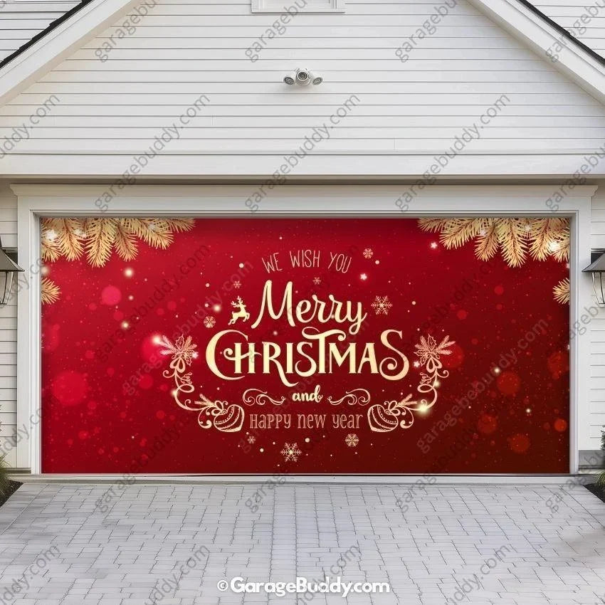 Christmas Garage Door Cover with Merry Christmas Design, Holiday Decor for Standard Doors 1