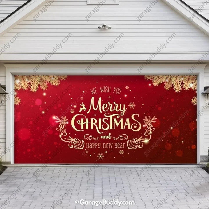 Christmas Garage Door Cover with Merry Christmas Design, Holiday Decor for Standard Doors 1