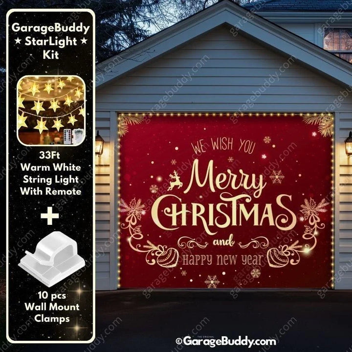 Christmas Garage Door Cover with Merry Christmas Design, Holiday Decor for Standard Doors 9