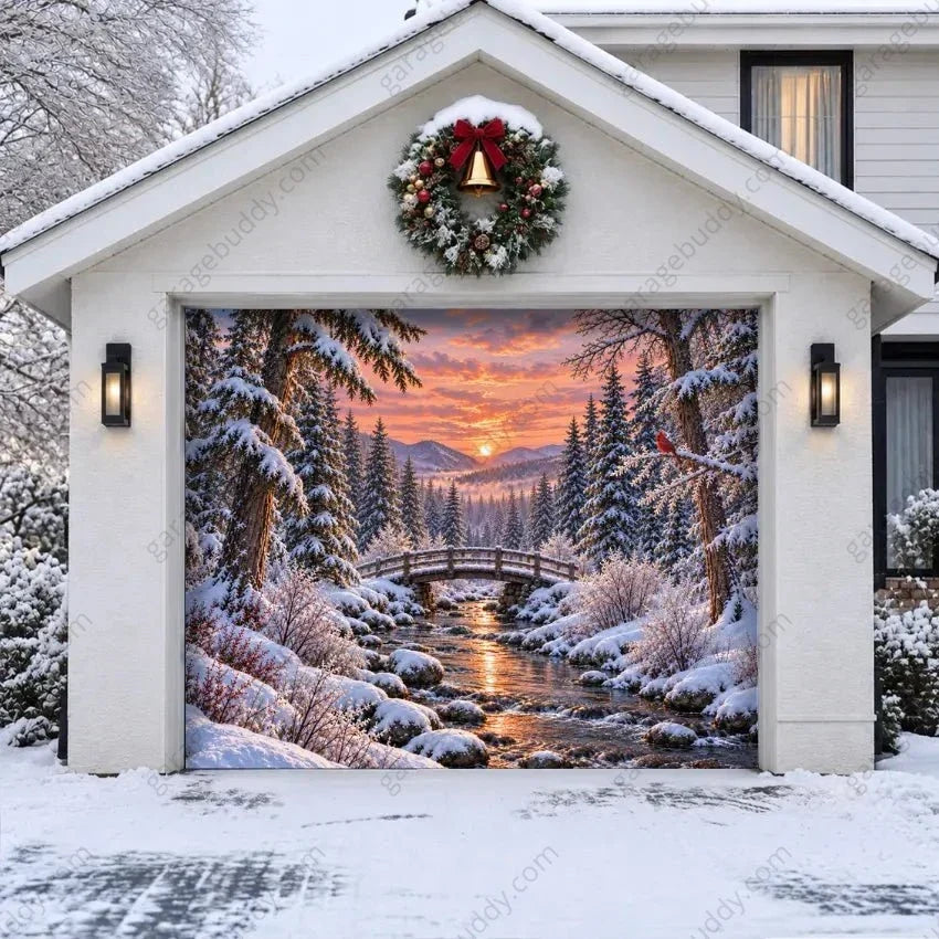 Christmas Garage Door Cover with Winter Scene, Easy Installation, Holiday Decor 1