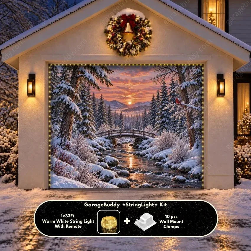 Christmas Garage Door Cover with Winter Scene, Easy Installation, Holiday Decor 7