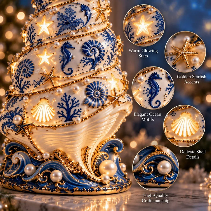 🌊 Coastal Christmas Seashell Tree Projection Lamp✨ 2