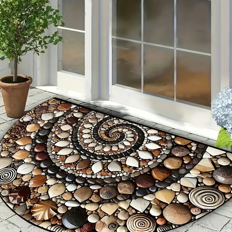 COASTLINEA - Half-Round Coastal Mat with Non-Slip Texture and Shell Design Vestragear