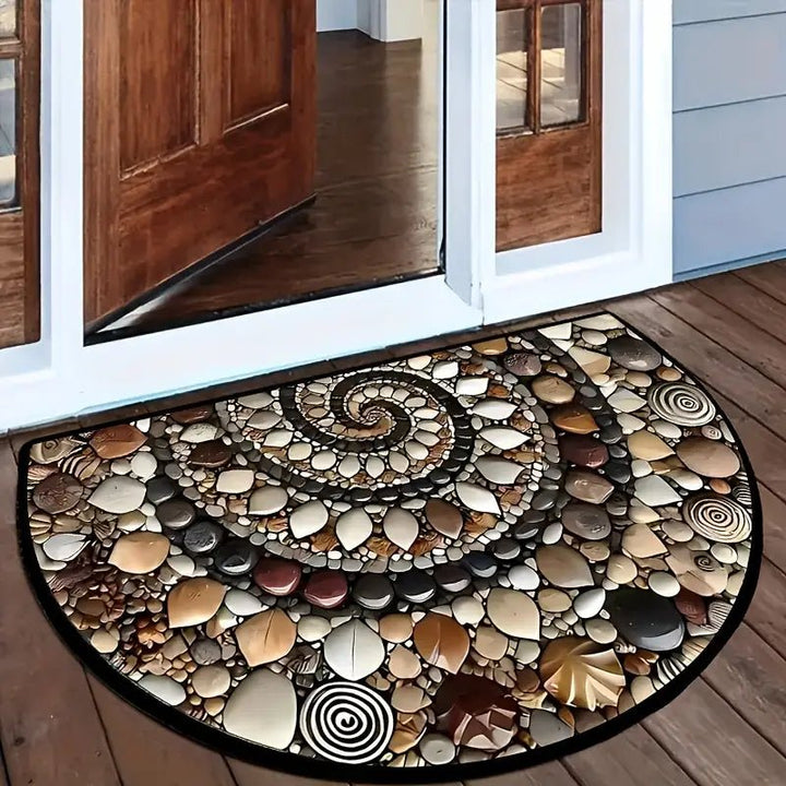 COASTLINEA - Half-Round Coastal Mat with Non-Slip Texture and Shell Design Vestragear