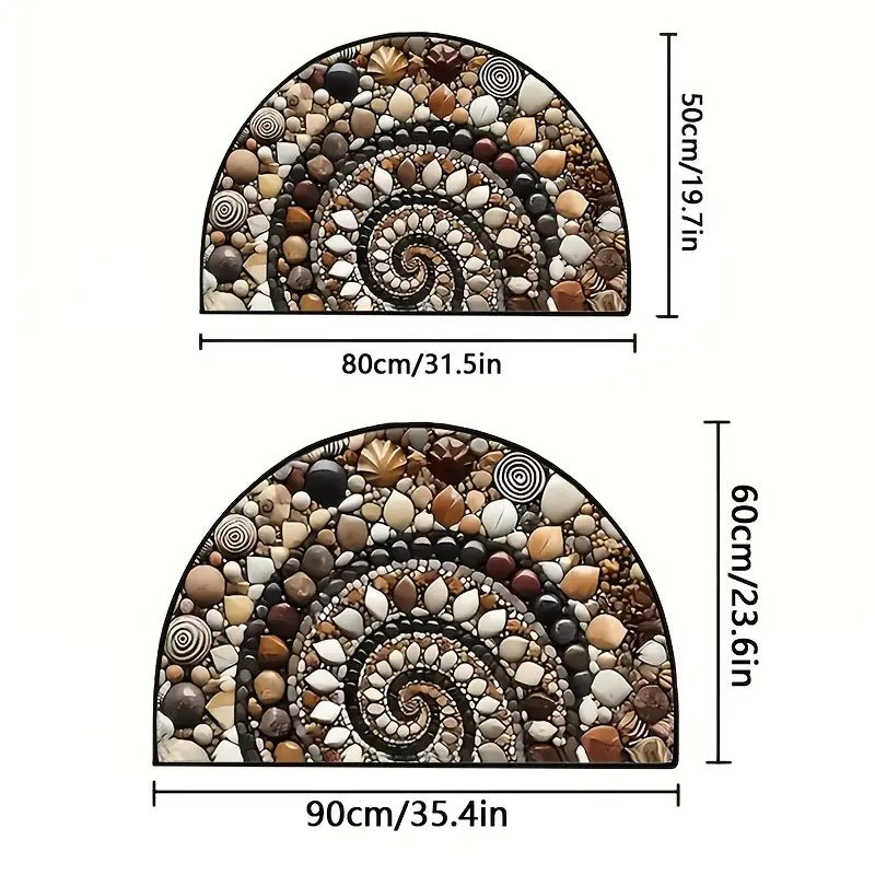 COASTLINEA - Half-Round Coastal Mat with Non-Slip Texture and Shell Design Vestragear
