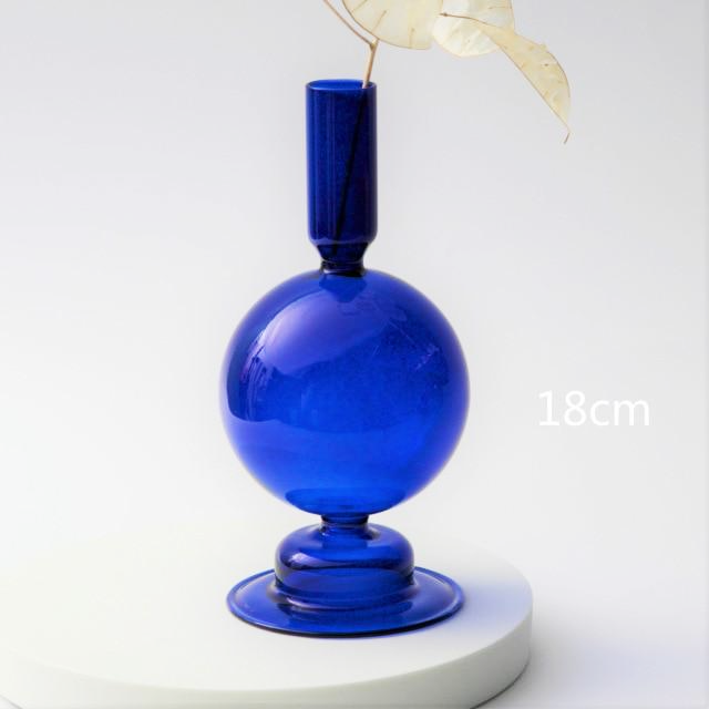 Lumivida Candelabro de Cristal – Borosilicato soplado a mano en azul cobalto