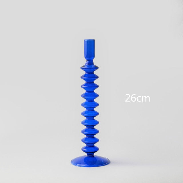 Lumivida Candelabro de Cristal – Borosilicato soplado a mano en azul cobalto