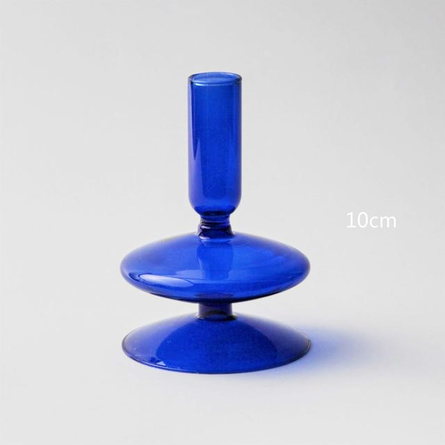 Lumivida Candelabro de Cristal – Borosilicato soplado a mano en azul cobalto