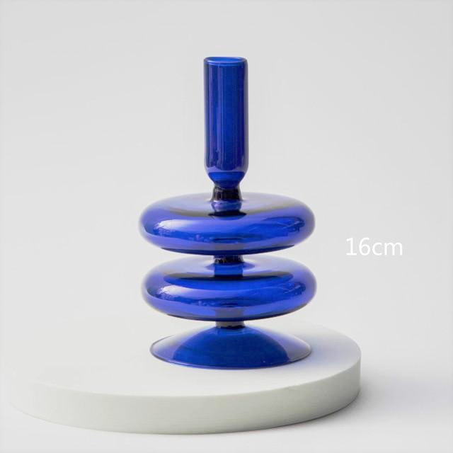 Lumivida Candelabro de Cristal – Borosilicato soplado a mano en azul cobalto