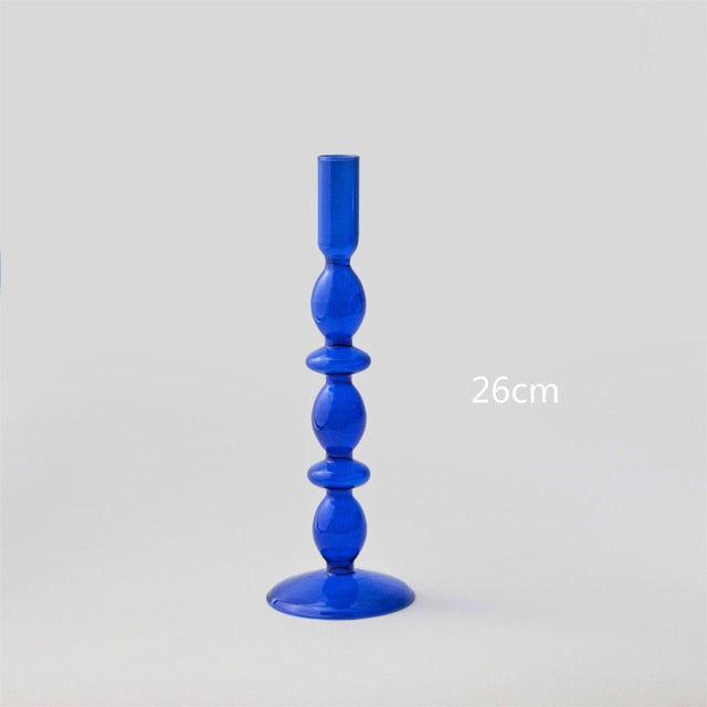 Lumivida Candelabro de Cristal – Borosilicato soplado a mano en azul cobalto