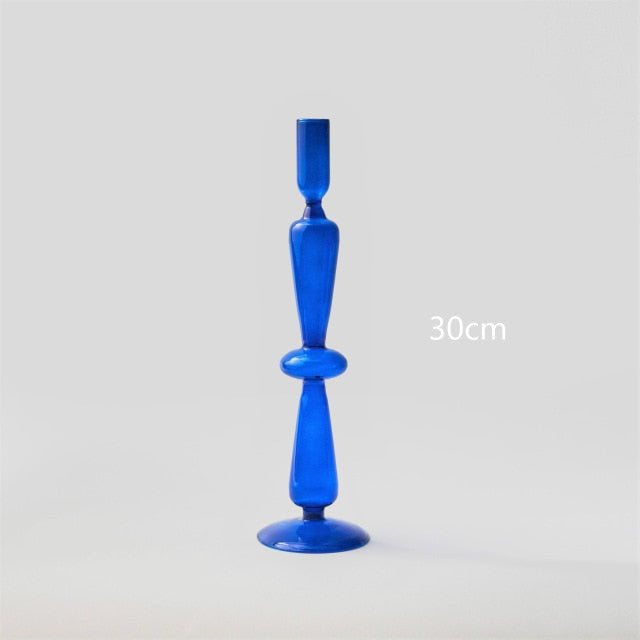 Lumivida Candelabro de Cristal – Borosilicato soplado a mano en azul cobalto