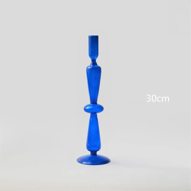 Lumivida Candelabro de Cristal – Borosilicato soplado a mano en azul cobalto