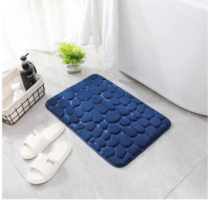 CobbleMat | Antislip PVC Badmat met keienontwerp - Sneldrogende, Zachte & Duurzame Badkamermat 0