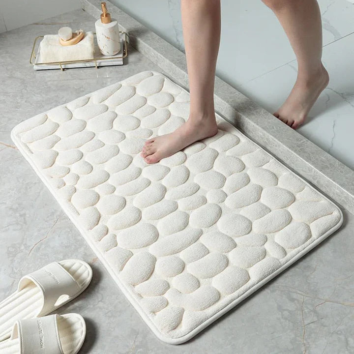 CobbleMat | Antislip PVC Badmat met keienontwerp - Sneldrogende, Zachte & Duurzame Badkamermat 1