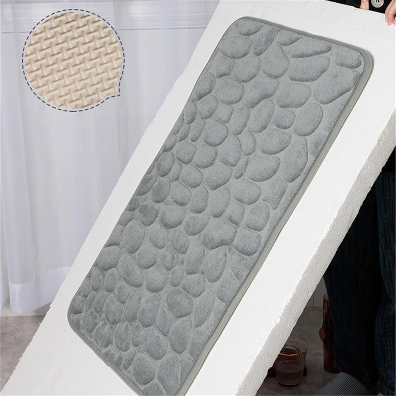 CobbleMat | Antislip PVC Badmat met keienontwerp - Sneldrogende, Zachte & Duurzame Badkamermat 2