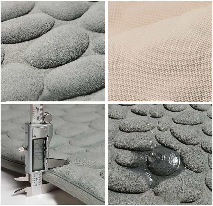 CobbleMat | Antislip PVC Badmat met keienontwerp - Sneldrogende, Zachte &amp; Duurzame Badkamermat 4