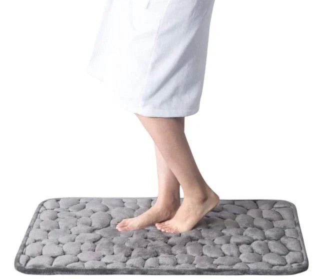 CobbleMat | Antislip PVC Badmat met keienontwerp - Sneldrogende, Zachte &amp; Duurzame Badkamermat 6