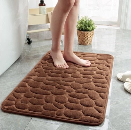 CobbleMat | Antislip PVC Badmat met keienontwerp - Sneldrogende, Zachte &amp; Duurzame Badkamermat 8