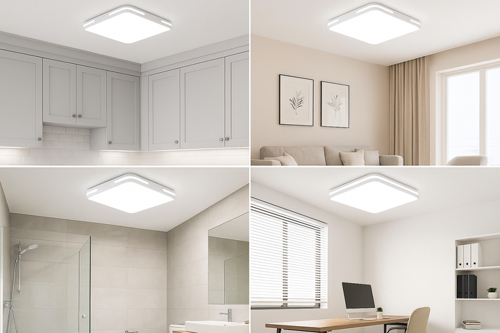 Lámpara de techo Lumora – Diseño cuadrado con LED de 36W, luz blanca fría brillante y protección IP44