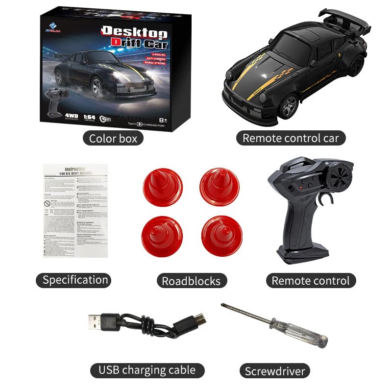 Compacte 1:64 Radiografisch Bestuurbare Driftauto met Afstandsbediening 11