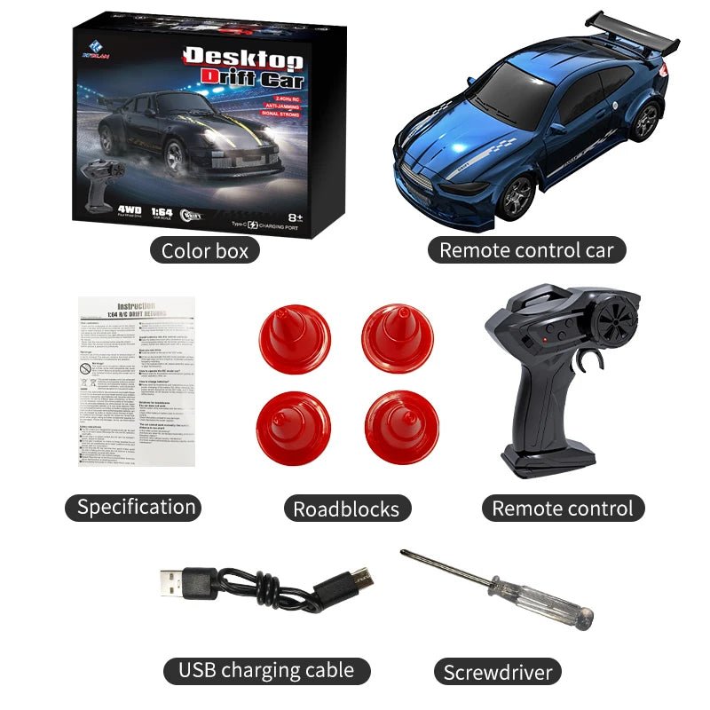 Compacte 1:64 Radiografisch Bestuurbare Driftauto met Afstandsbediening 8