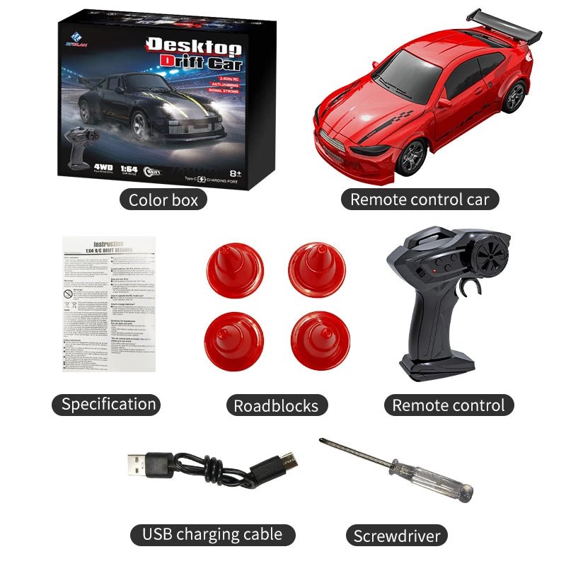 Compacte 1:64 Radiografisch Bestuurbare Driftauto met Afstandsbediening 9