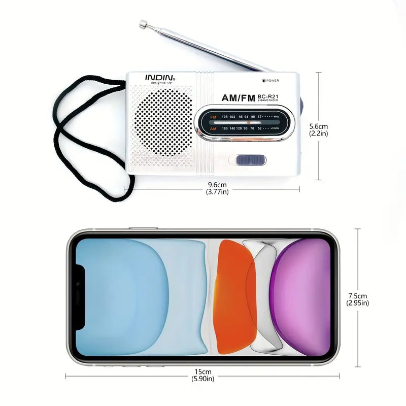 SoundWay Rádio AM/FM Portátil – Altifalante Estéreo &amp; Entrada para Auscultadores