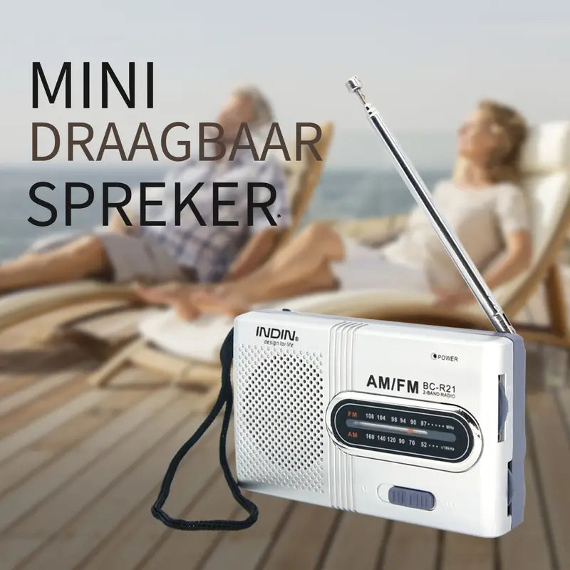 SoundWay Rádio AM/FM Portátil – Altifalante Estéreo &amp; Entrada para Auscultadores