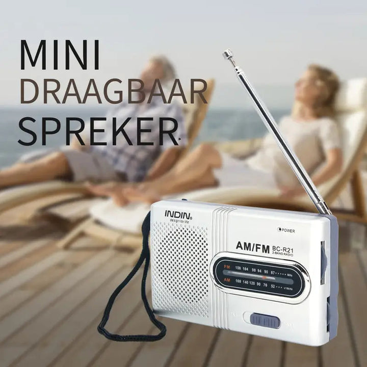SoundWay Rádio AM/FM Portátil – Altifalante Estéreo &amp; Entrada para Auscultadores