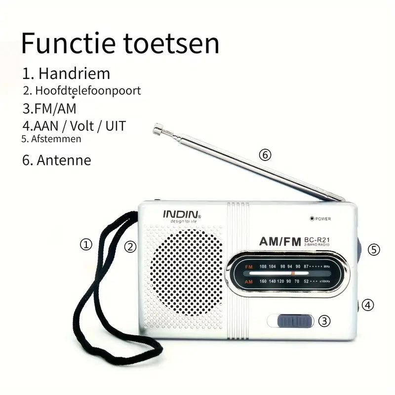 SoundWay Rádio AM/FM Portátil – Altifalante Estéreo &amp; Entrada para Auscultadores