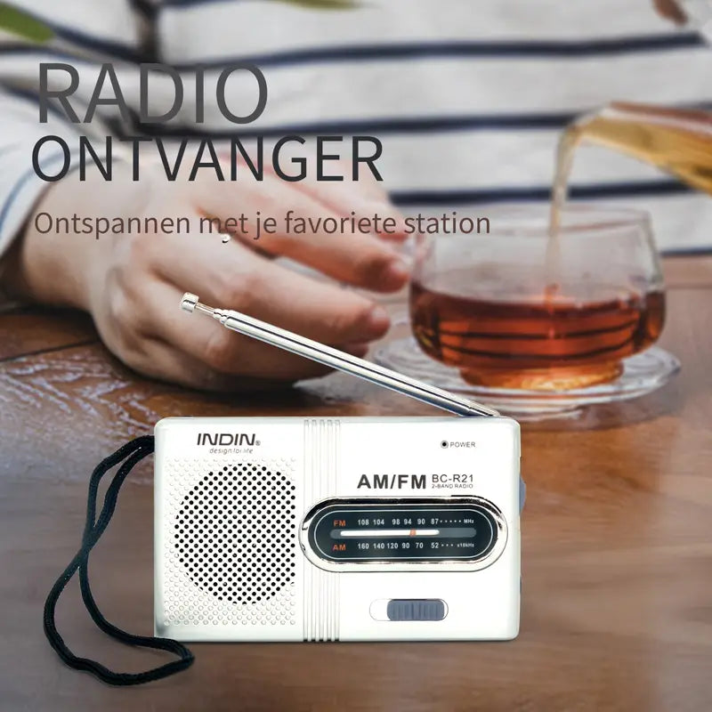 SoundWay Rádio AM/FM Portátil – Altifalante Estéreo &amp; Entrada para Auscultadores