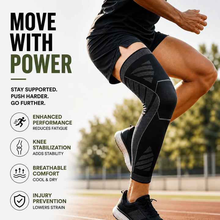 Compressie Beensleeve Volledig Been Sportondersteuning Knie Stabiliteit Zwart Hardlopen Fitness Training | Sansoti 2