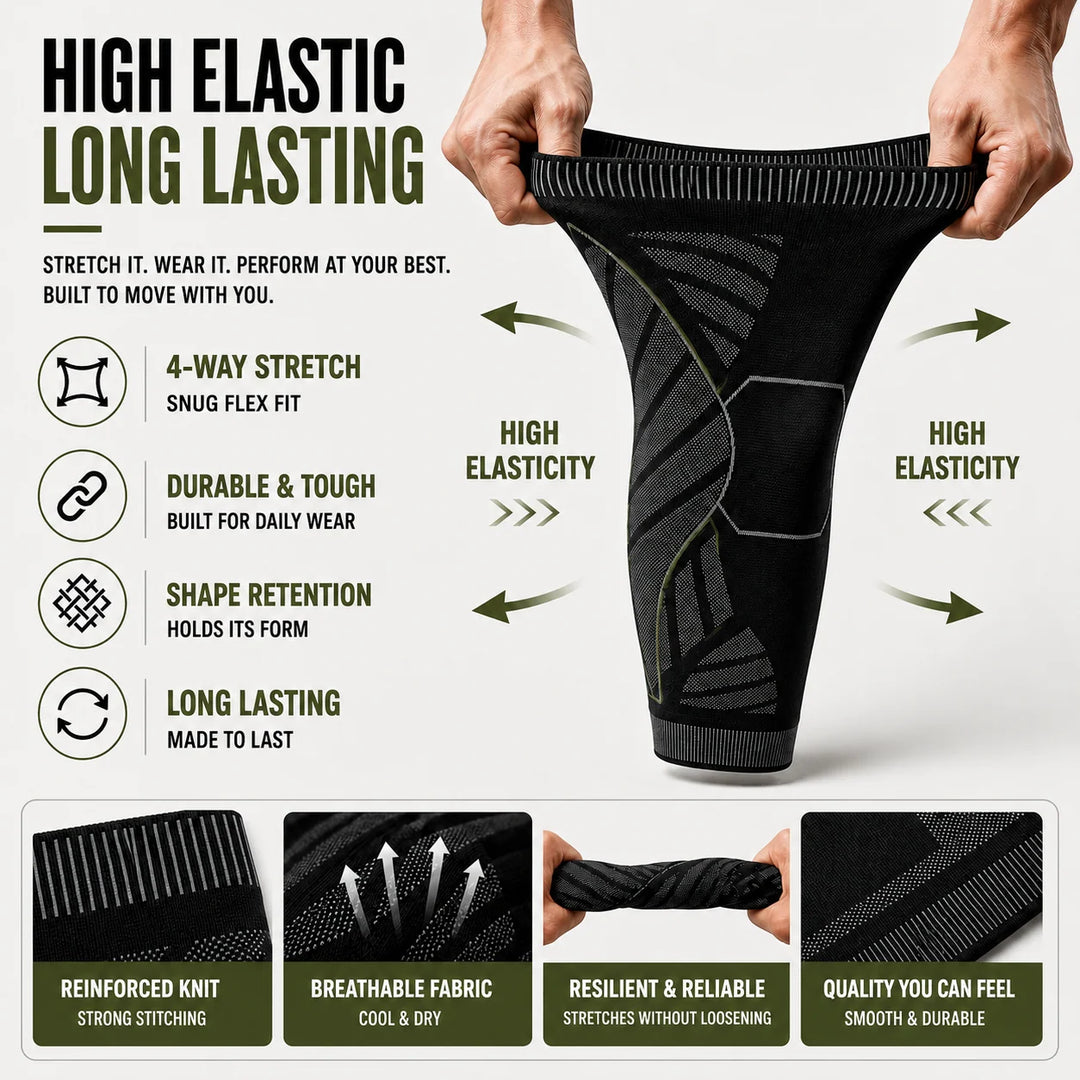 Compressie Beensleeve Volledig Been Sportondersteuning Knie Stabiliteit Zwart Hardlopen Fitness Training | Sansoti 4