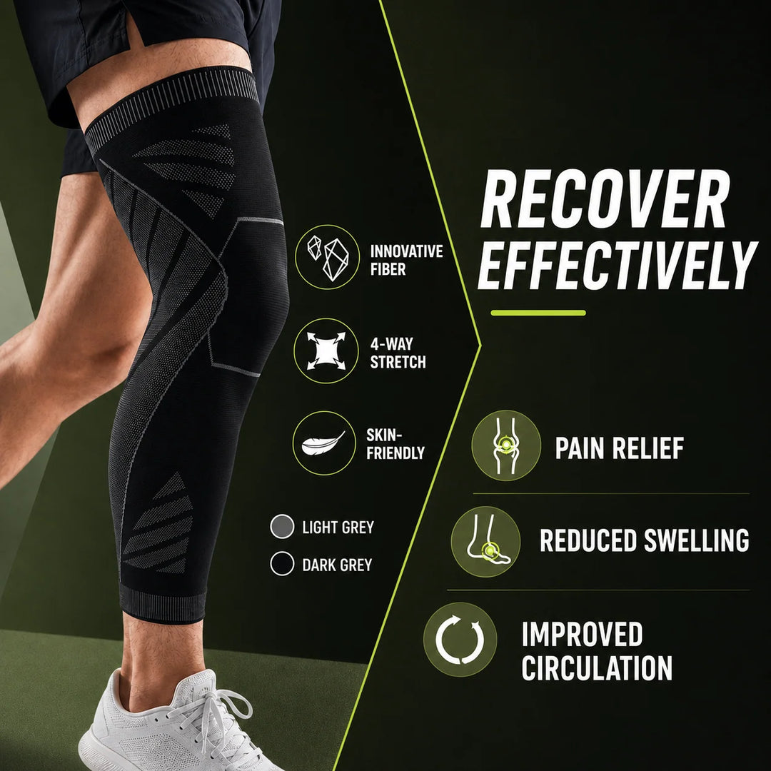 Compressie Beensleeve Volledig Been Sportondersteuning Knie Stabiliteit Zwart Hardlopen Fitness Training | Sansoti 6