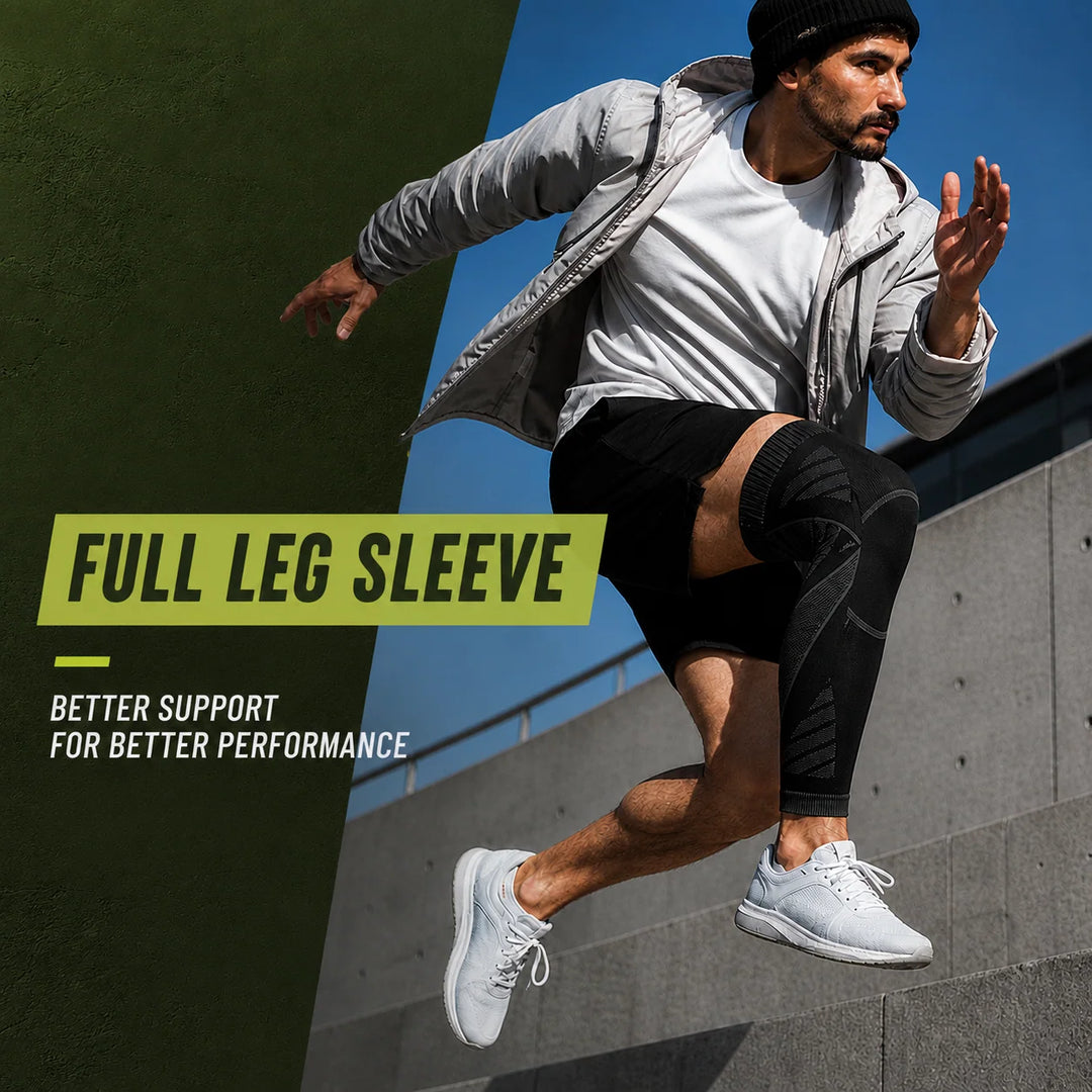Compressie Beensleeve Volledig Been Sportondersteuning Knie Stabiliteit Zwart Hardlopen Fitness Training | Sansoti 7