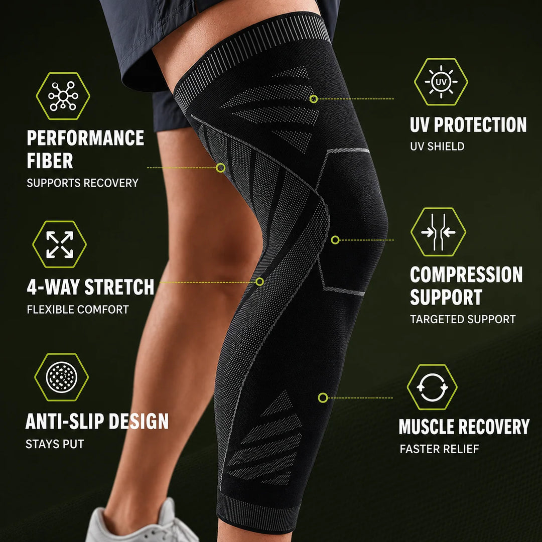 Compressie Beensleeve Volledig Been Sportondersteuning Knie Stabiliteit Zwart Hardlopen Fitness Training | Sansoti 8