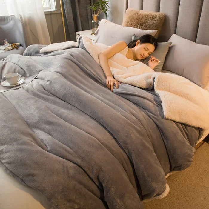 NordNest – coperta in pile di lusso reversibile con fodera in cashmere – inverno