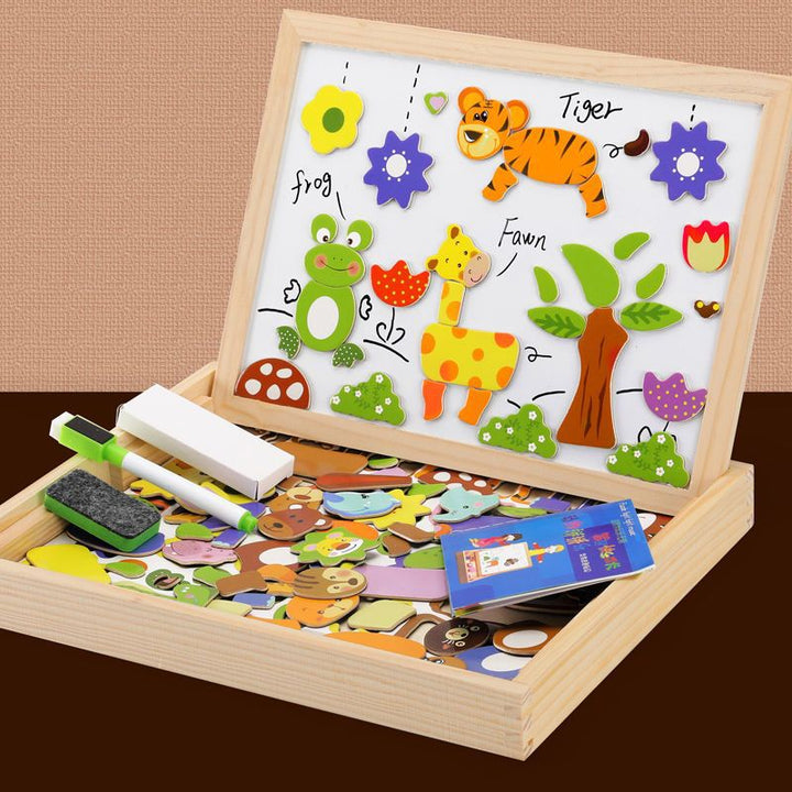 Magnetische Maltafel – 2-in-1 Holztafel mit Kreidetafel &amp; Magnetspiel Bolendo