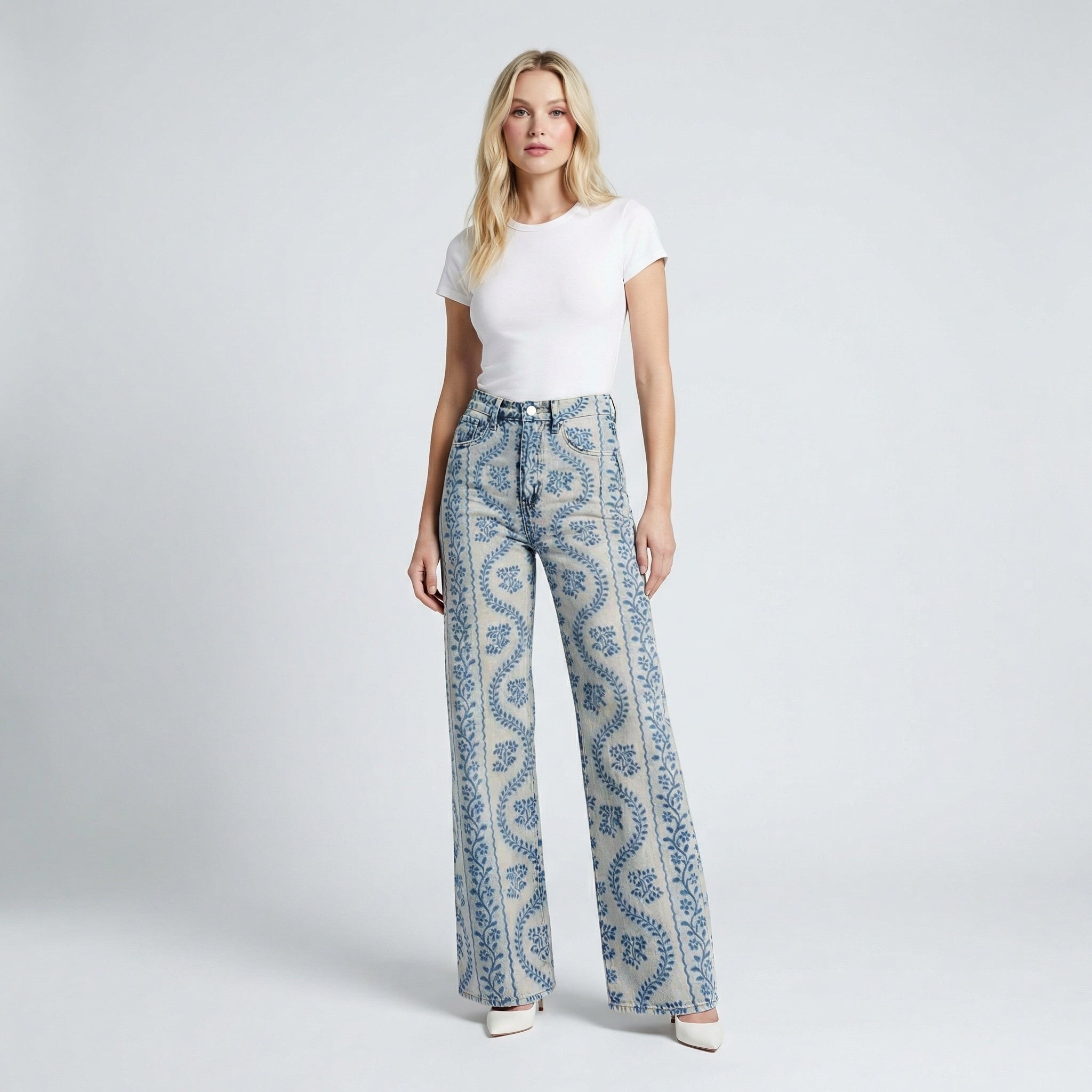 Vintage Wide Leg Bloemenbroek – Comfortabele Flared Damespants Vestragear
