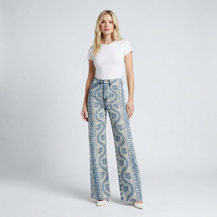 Vintage Wide Leg Bloemenbroek – Comfortabele Flared Damespants Vestragear