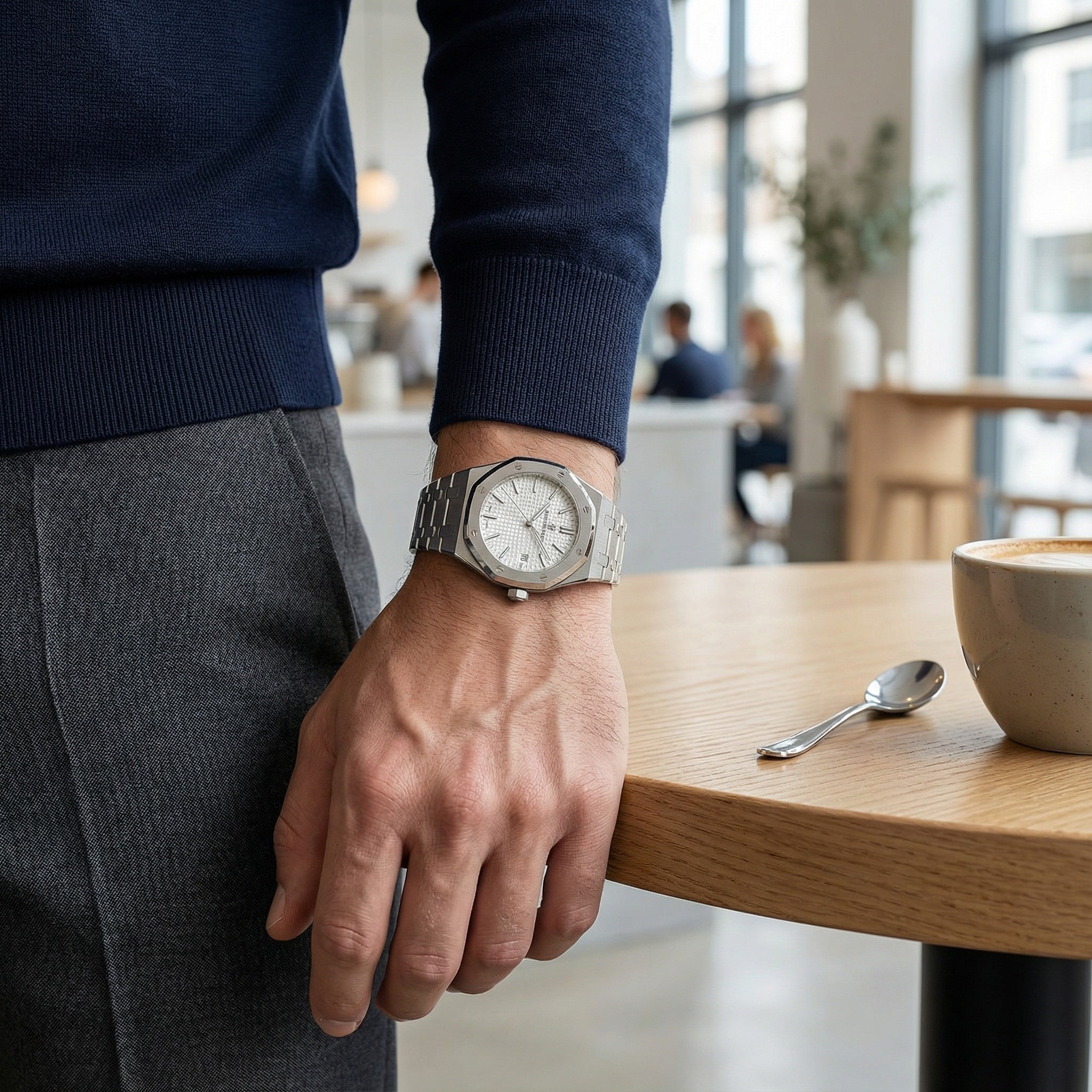 Reloj de hombre – Cristal de zafiro, caja de acero inoxidable y resistente al agua 5 ATM