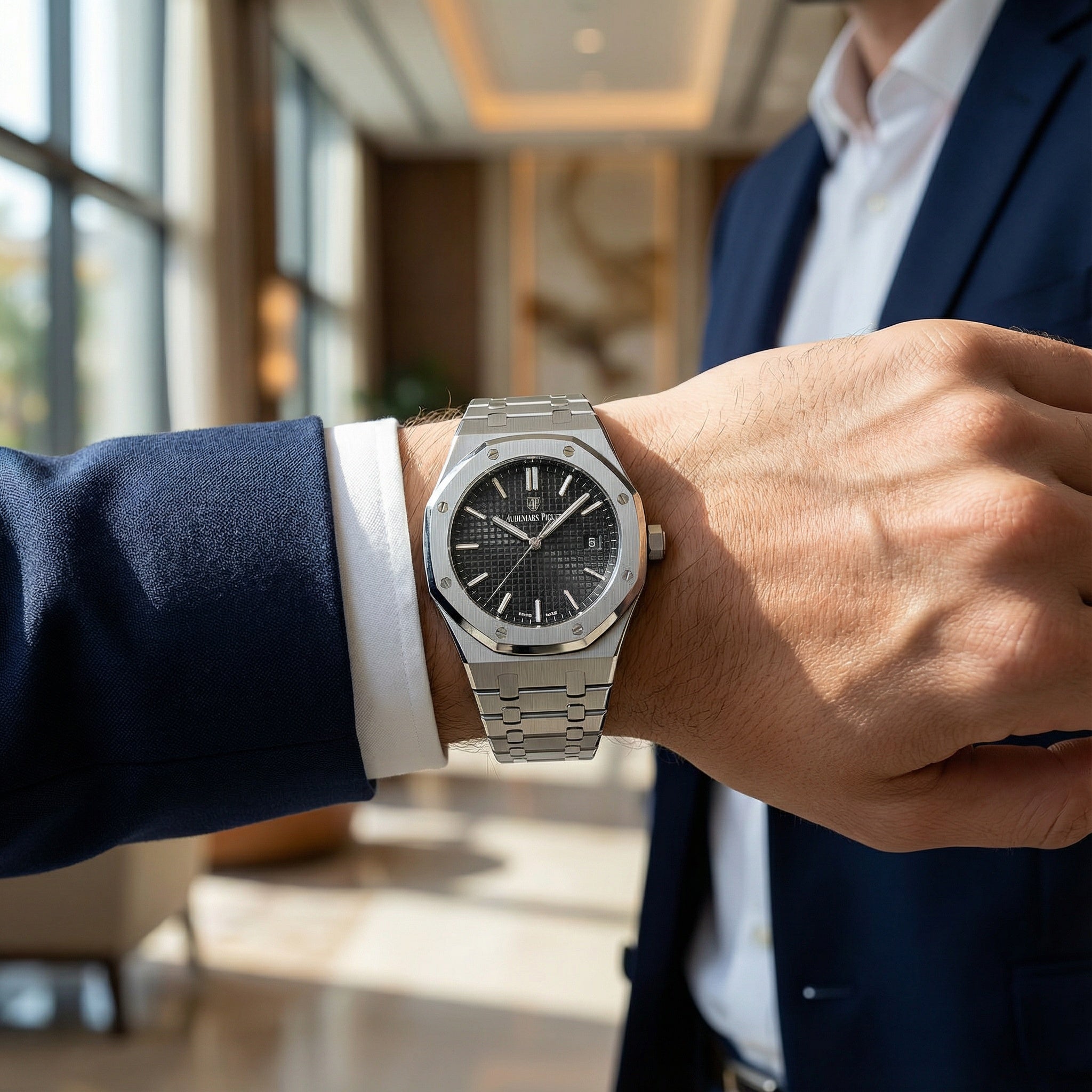 Reloj de hombre – Cristal de zafiro, caja de acero inoxidable y resistente al agua 5 ATM