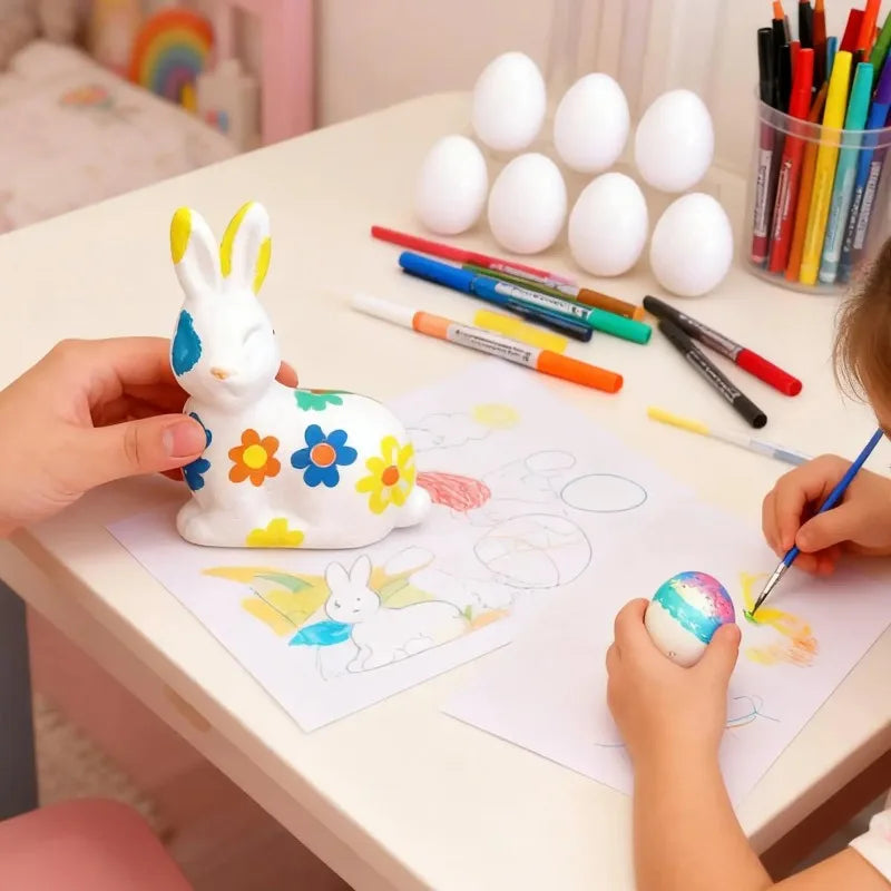 Creatief Schuim Ei-Schilderpakket voor Kinderen met 6 Kleuren Verf 2
