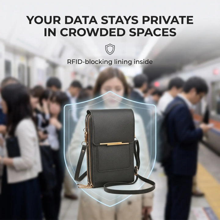 Crossbody Telefoontas met RFID-beveiliging | Waterdichte touchscreen-portemonnee | Verstelbare schoudertas voor smartphones tot 6,7 inch | Sansoti 1