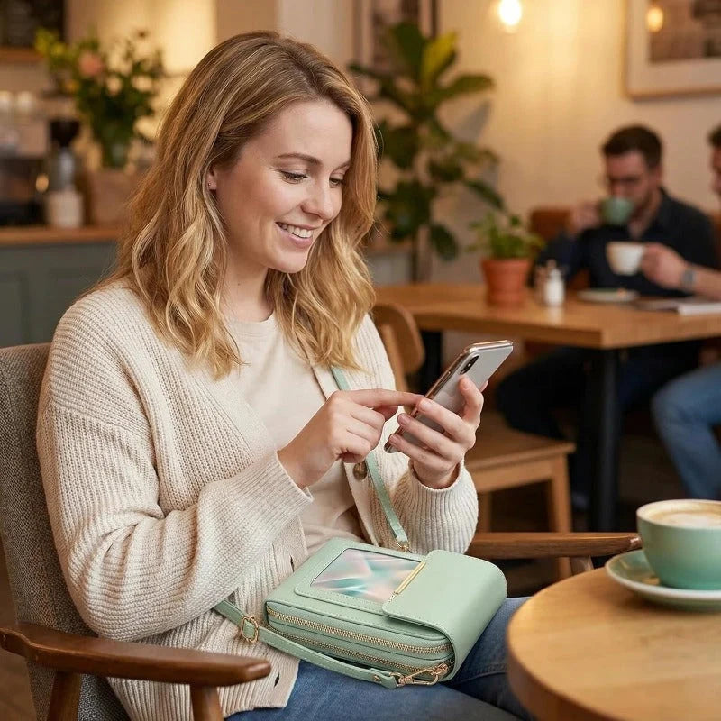 Crossbody Telefoontas met RFID-beveiliging | Waterdichte touchscreen-portemonnee | Verstelbare schoudertas voor smartphones tot 6,7 inch | Sansoti 3