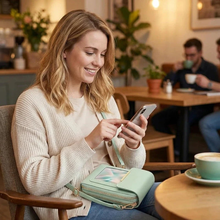 Crossbody Telefoontas met RFID-beveiliging | Waterdichte touchscreen-portemonnee | Verstelbare schoudertas voor smartphones tot 6,7 inch | Sansoti 3