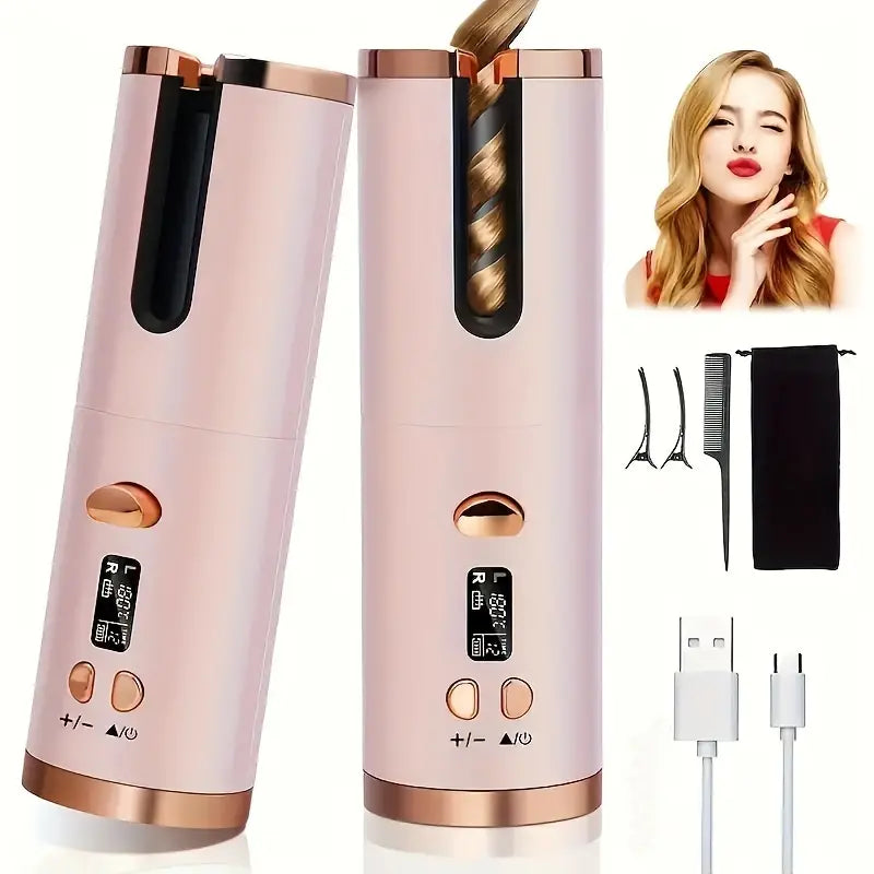 GlamCurl Fer à Boucler Automatique Sans Fil – Rechargeable & Réglable