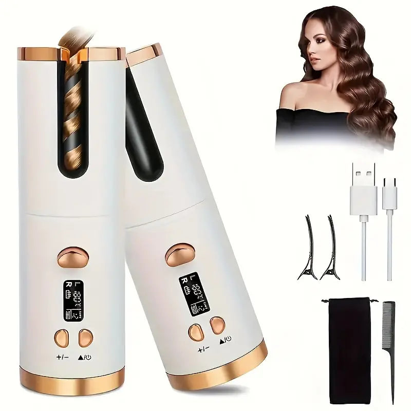 GlamCurl Fer à Boucler Automatique Sans Fil – Rechargeable & Réglable