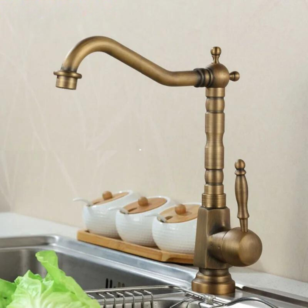 Goldura Vintage Keukenkraan Goud – 360° Draaibaar & Luxe Design